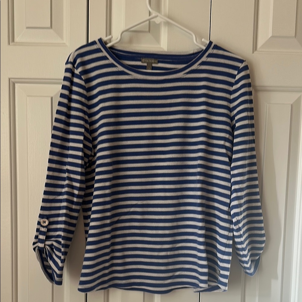 Talbots Blue and White Striped Knit Top